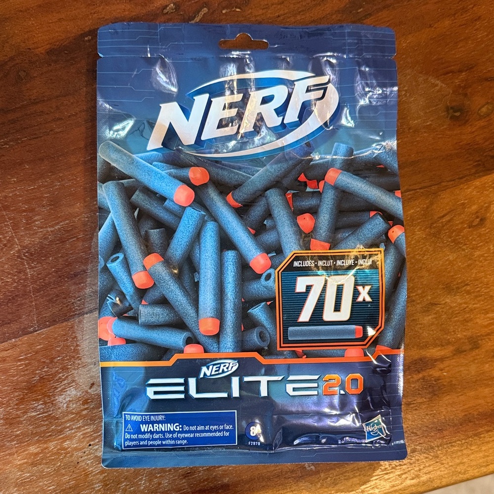 Nerf Foam Elite 2.0 Dart Refill Pack - Blue with Orange Tips (70 Count) Unopened